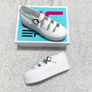 Jeffrey Campbell Sneakers JC Play All White Platform 3-strap Mary Janes Shoe NIB